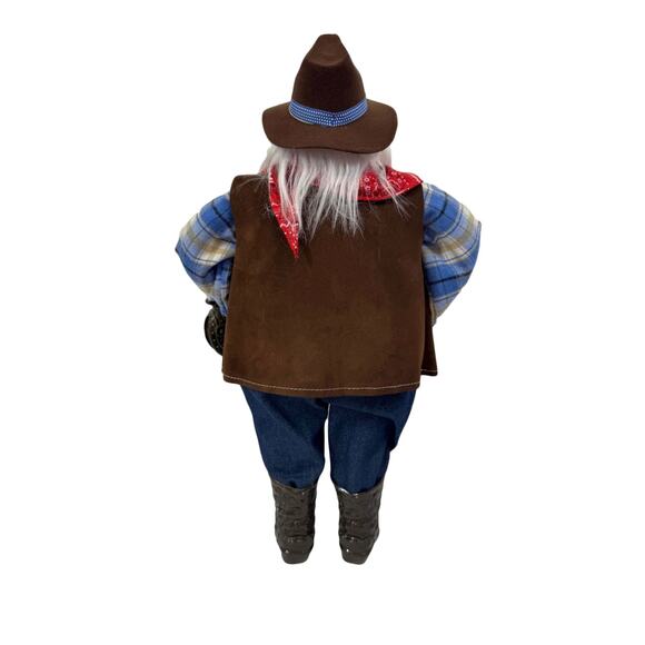 Western Cowboy Santa Holiday Figurine 18" Rope Boots Country Christmas Standing - Picture 6 of 6